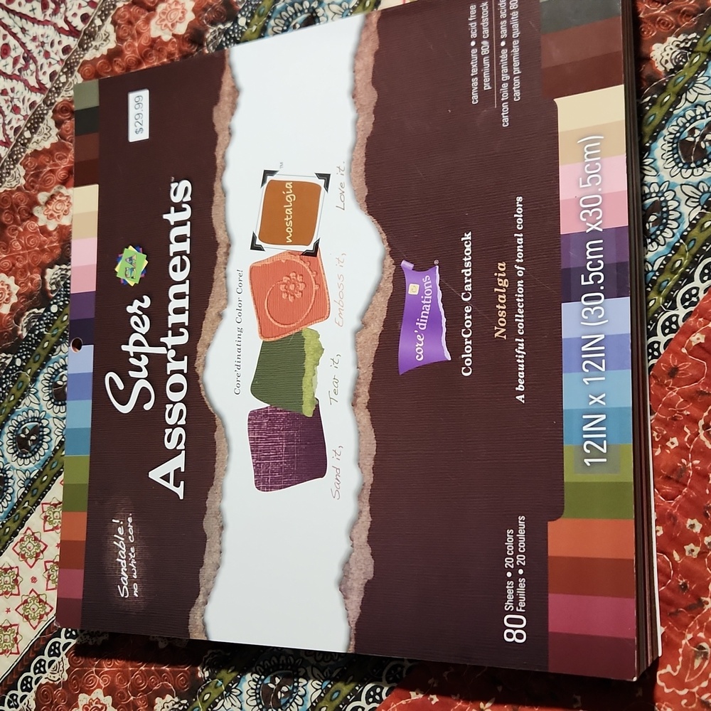Super Assortments "Core'dinations" color core cardstock. 12x12, 74 count.